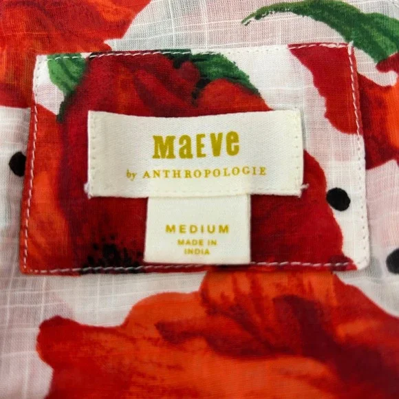 Maeve Anthropologie Mini Dress Floral Print Smocked Short Sleeve Size M - Picture 7 of 8